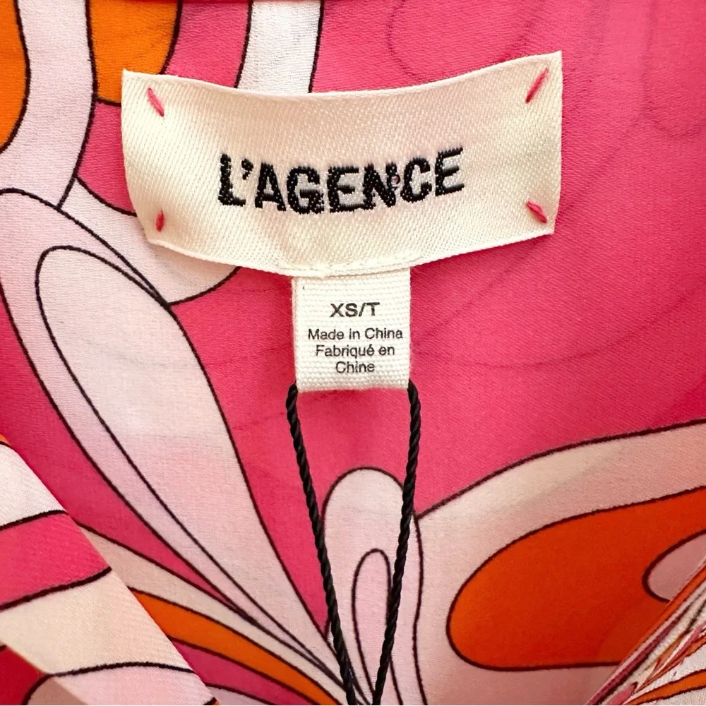 L'agence Nina Long Sleeve Blouse
Orange & Rose Abstract Swirl Size XSmall NWT - Picture 6 of 8